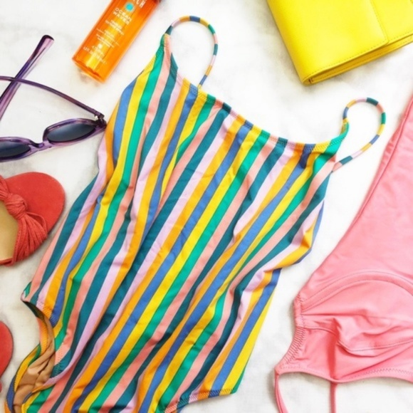 J. Crew Other - J. Crew Colorful Vertical Stripe Scoop Back Suit